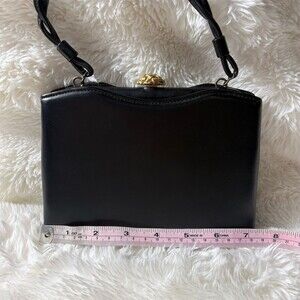 Harry Levine Vintage Handbag Purse Womens Small Black Gold Clasp Coin